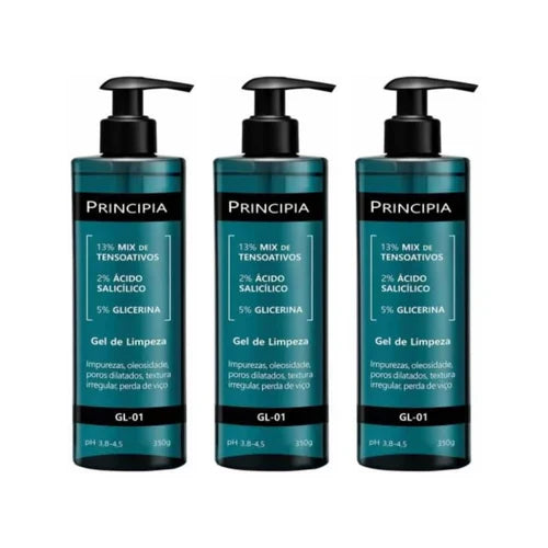 Kit 3x Gel De Limpeza Facial Principia Gl-01 Com 350ml